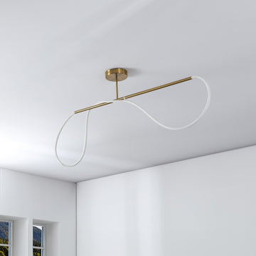 Alessio Contemporary Minimalist 360 Adjustable Silicone Neon Rope Dimmable Linear Integrated LED Flush Mount - JONATHAN Y